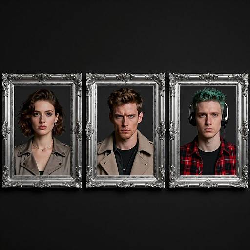 Triangular Portraits on Black Background