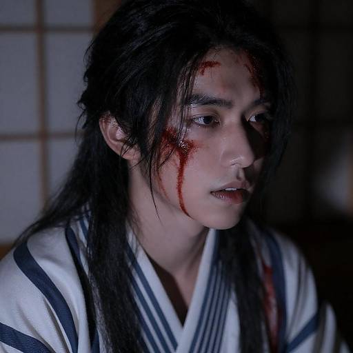 Intense Portrait of a Darkened Samurai