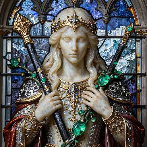 Ivory and Jade Gothic Ornament