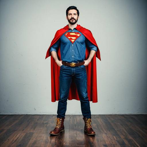 Man in Superman Costume with Red Cape