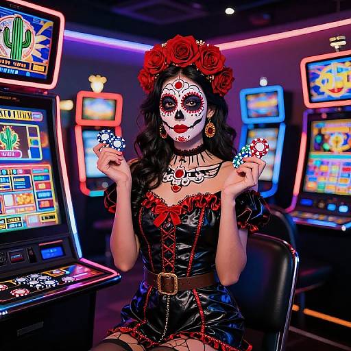 Santa Muerte Pin-Up Casino Scene