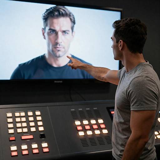 Focused Man in Dim Control Room