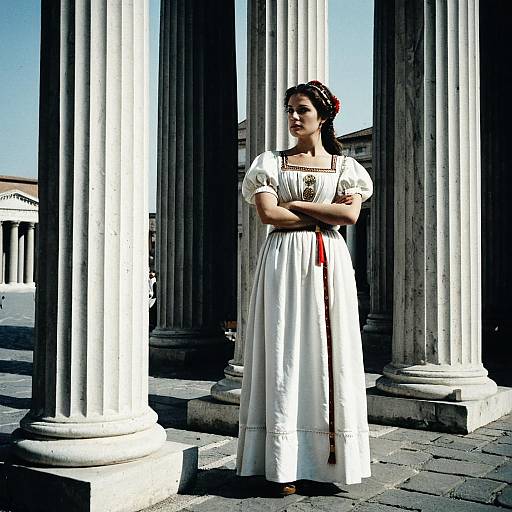 Roman Woman in White Dress