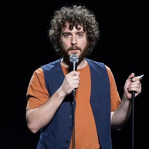 Intense Performer on Stage with Microphone