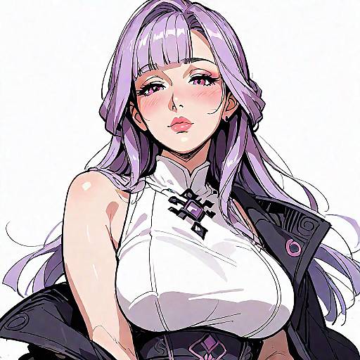 Anime Mature Woman with Purple Hair
