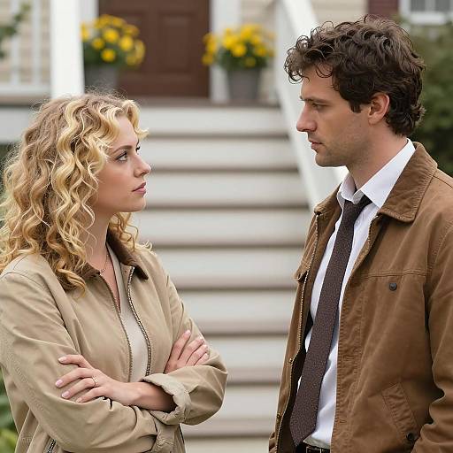 Serious Conversation Between Man and Woman Outdoors