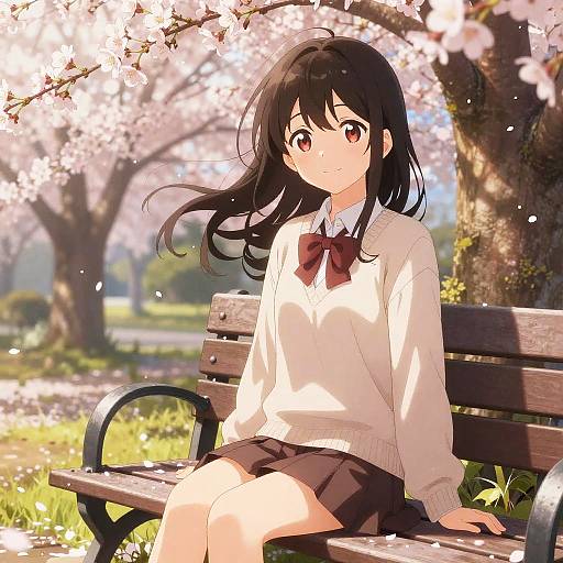 Anime Loli in Cherry Blossom Garden