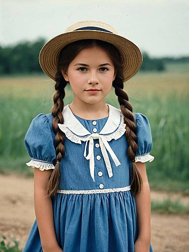 Young Kansas Girl in Blue Dress