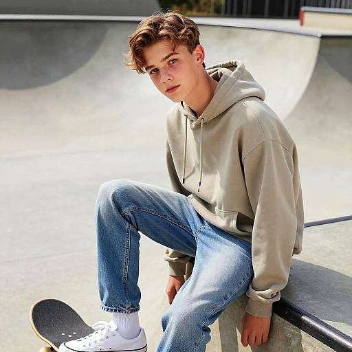 Teen Boy Side Part Style Skate Park