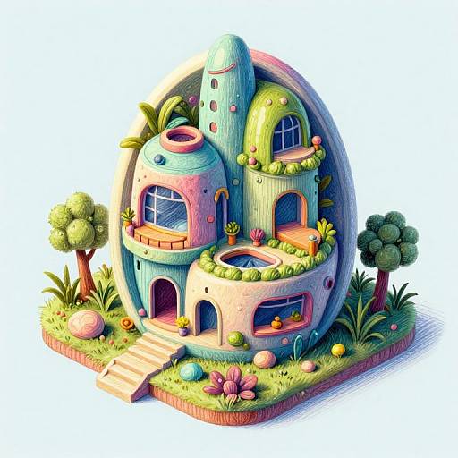 Isometric Female Ovalic Alien House