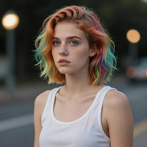 Vibrant Portrait of a Pensive Woman