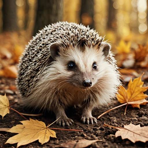 Hedgehog in Autumn Forest