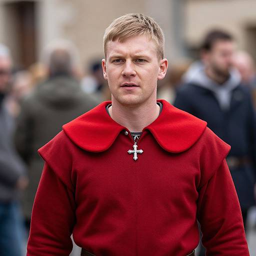 Medieval Man in Red Costume
