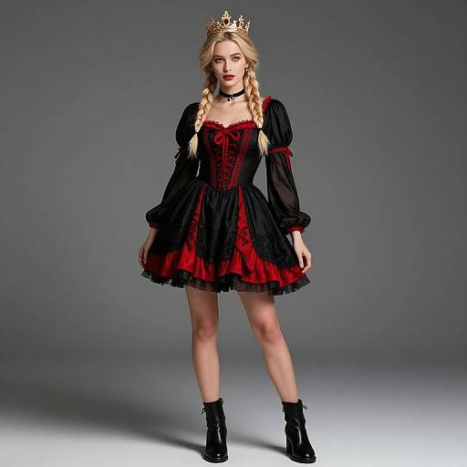 Regal Woman in Black Dress