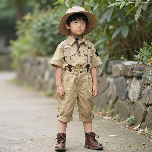 Young Boy in Safari Outfit Outdoors