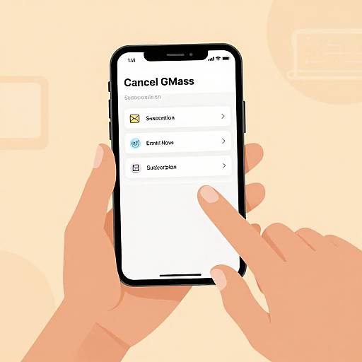 Digital illustration of two hands holding a smartphone with a black border, tapping 
