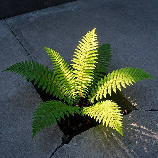 Luminous Ferns in Urban Cracks