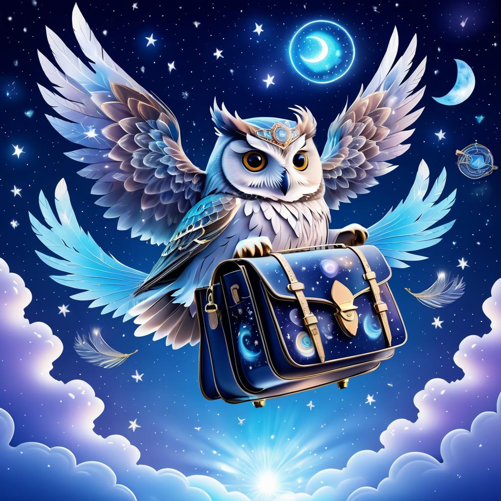 Whimsical Owl Messenger in Starry Skies