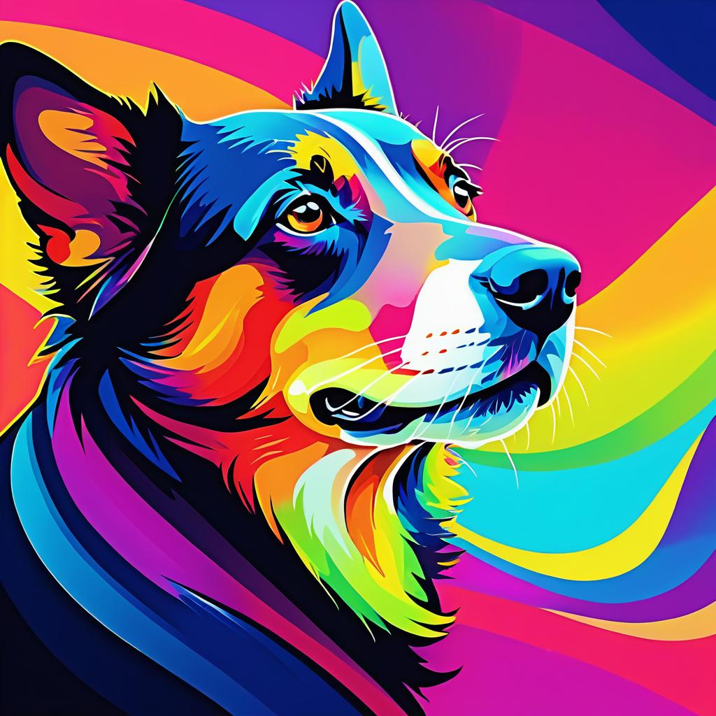 Colorful Abstract Dog Portrait in HDR