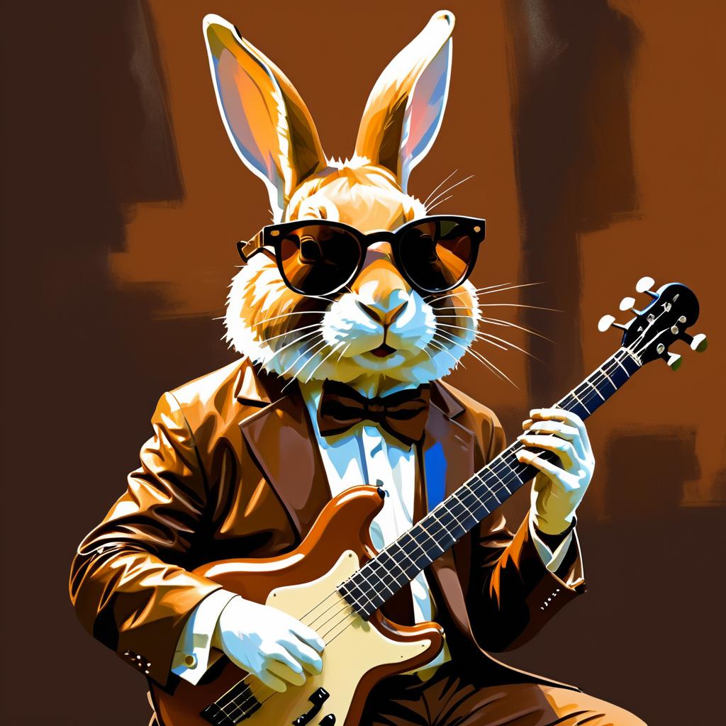 Dramatic Rabbit Musician in Sunglasses