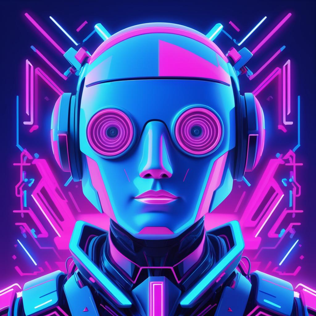 Vibrant Quirky Robot Portrait Illustration