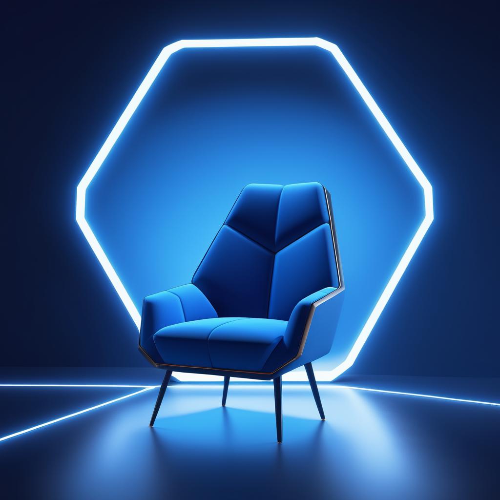 Hexagonal Blue Chair Concept in 8K