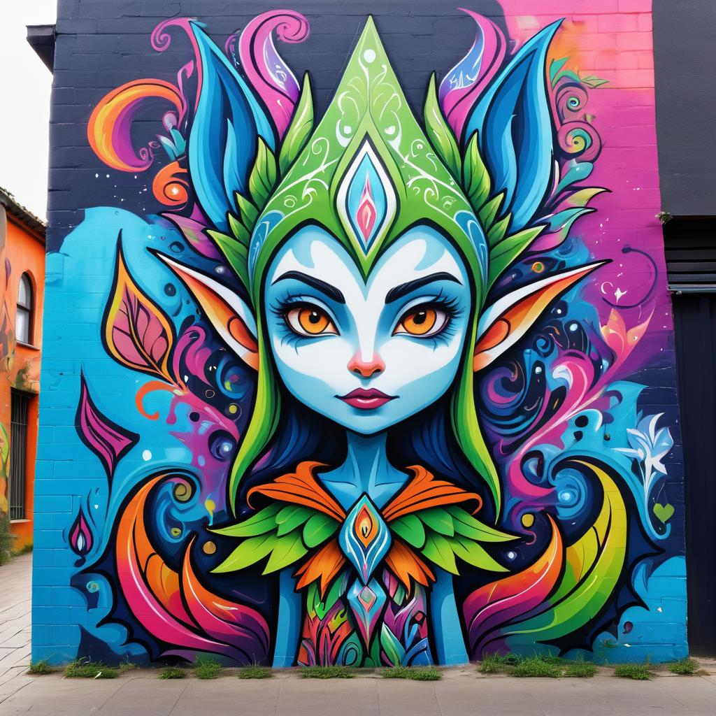 Vibrant Elf Graffiti Street Art