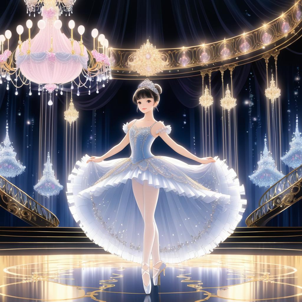 Elegant Ballerina in Anime Style