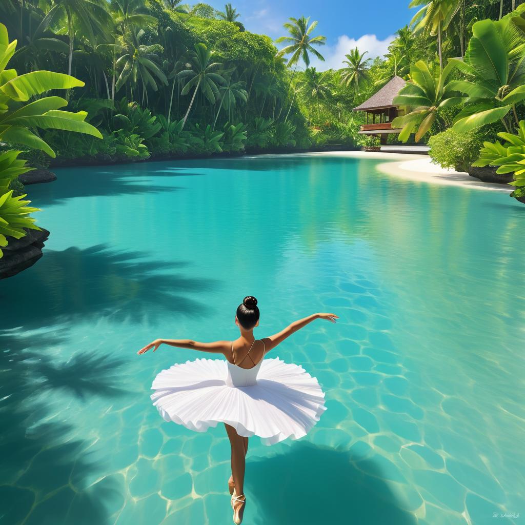 Ballerina Gracefully Swimming in Bali Lagoon