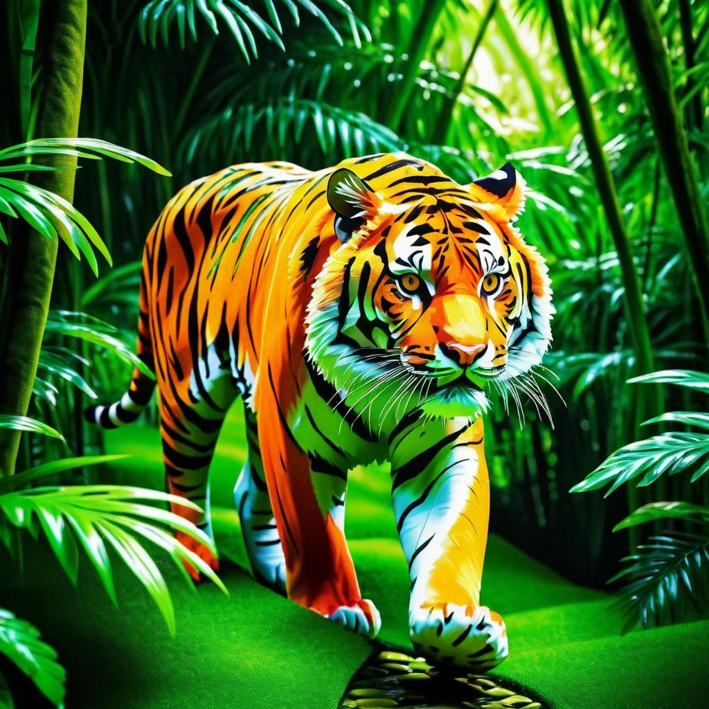 Fierce Tiger in Lush Jungle Setting