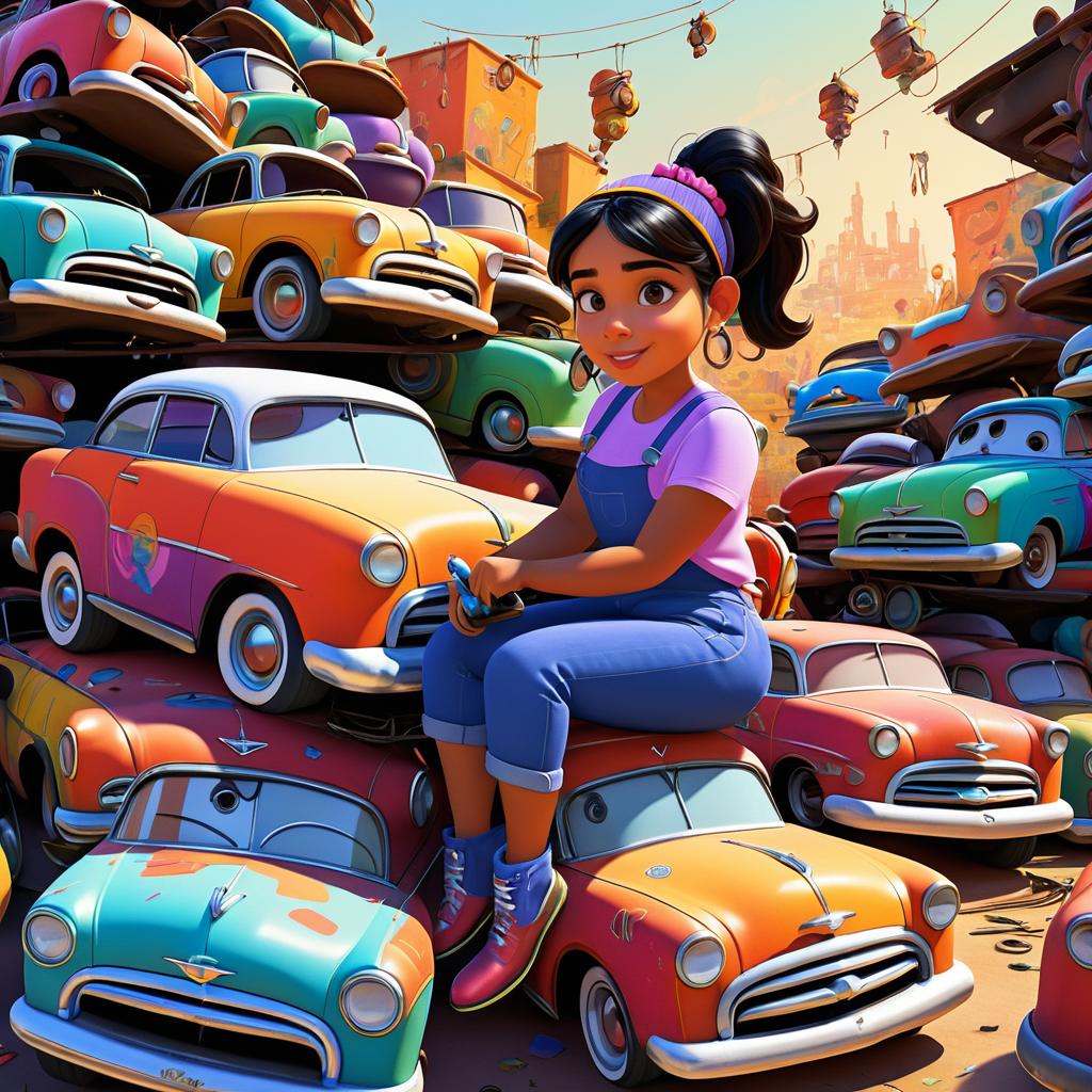 Vibrant Mural of a Hispanic Girl's Adventure