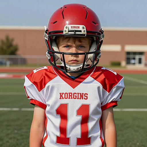 Photorealistic Portrait of Toddler Football Player