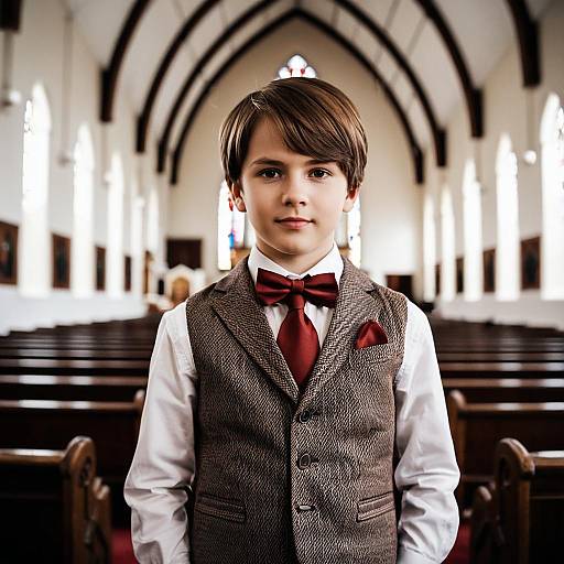 Boy in Formal Suit in Church