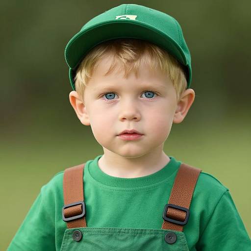 Blonde Boy in Green Outfit