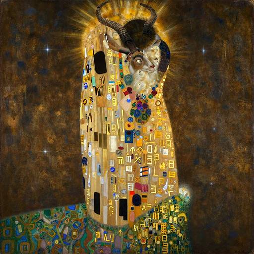 Gilded Stag Spirit in Klimt Style