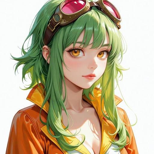 Gumi Cosplay with Green Hair and Goggles