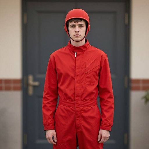 Realistic Male in Red Boiler Suit