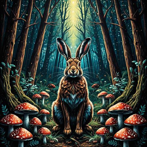 Glittering Hare in Mystical Forest