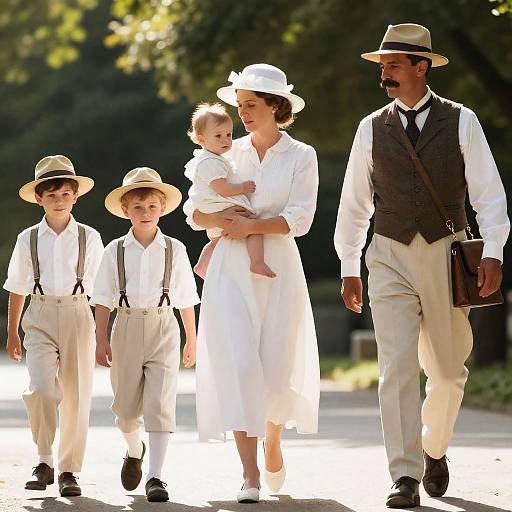 1920s Family Stroll in Sunshine