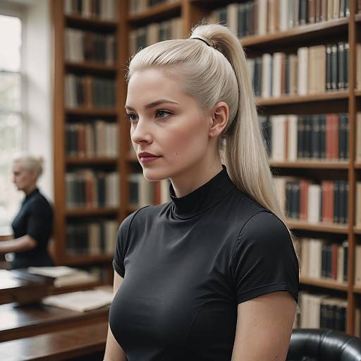 Blonde Woman in Library Portrait