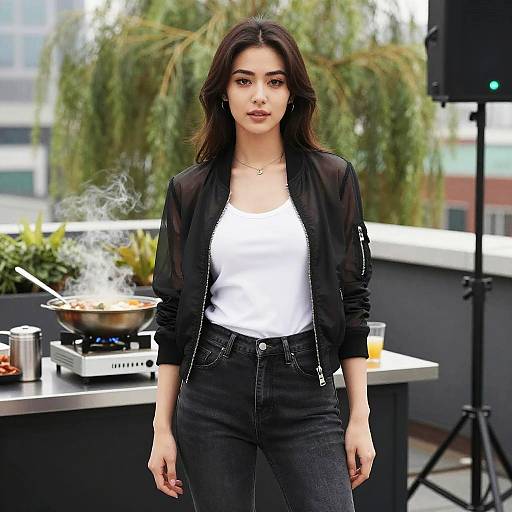 Willowy Woman at Rooftop Cooking Demo