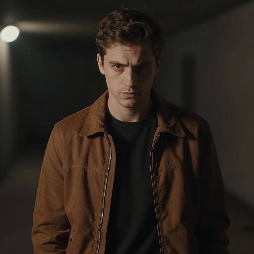 Intense Portrait of Young Man in Shadows