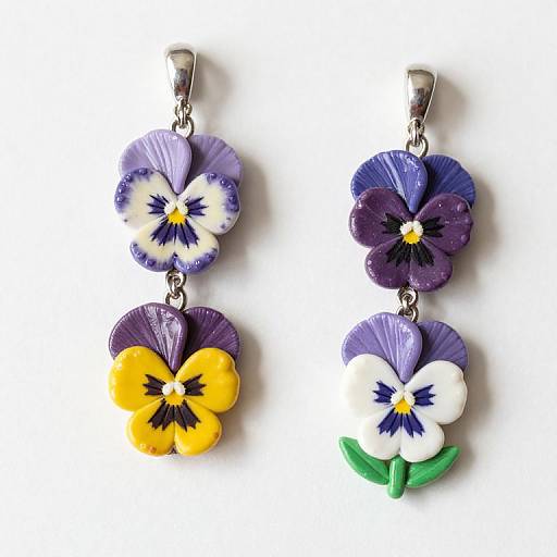 Polymer Clay Pansy Flower Earrings