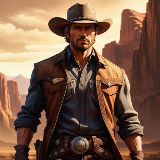 Western Cowboy Portrait in Desert Landscape