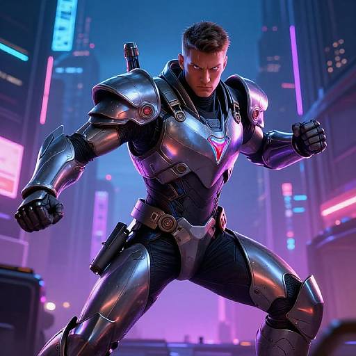 Futuristic Warrior in Neon Dystopia
