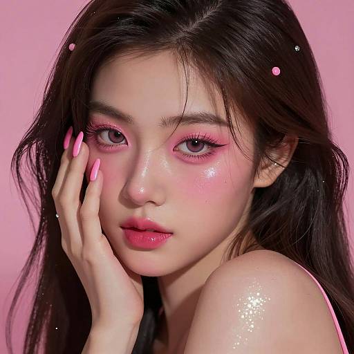 Glamorous Asian Woman with Pink Accents