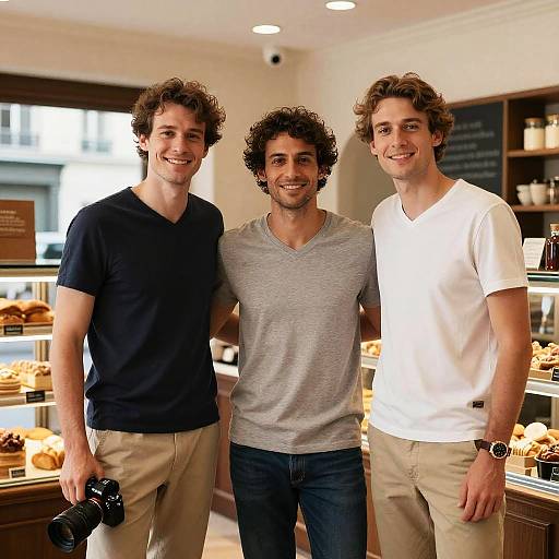 Three French Men in Parisian Bakery