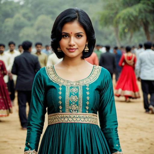 Young Woman in Anarkali Suit Outdoors