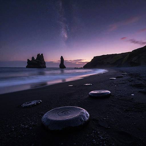 Impressionistic Black Sand Beach Twilight