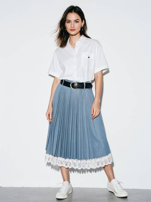 Chic Street Style with Midi Skirt